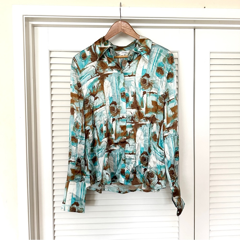 NWT ST. JOHN Silk Blouse